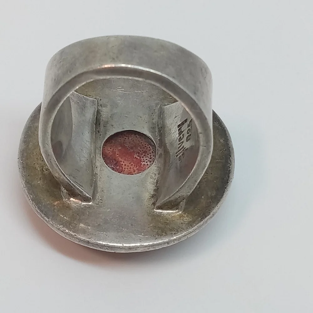 * vintage 925 red sponge coral ring size 6.5 signed 